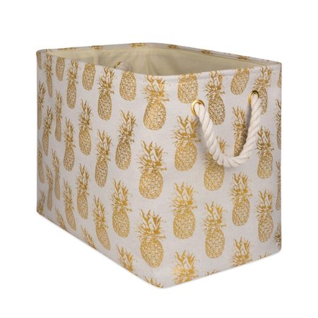 MADE4MANSIONS Rectangle Polyester Bin - Pineapple Gold, 16 x 10 x 12 in. MA2567238